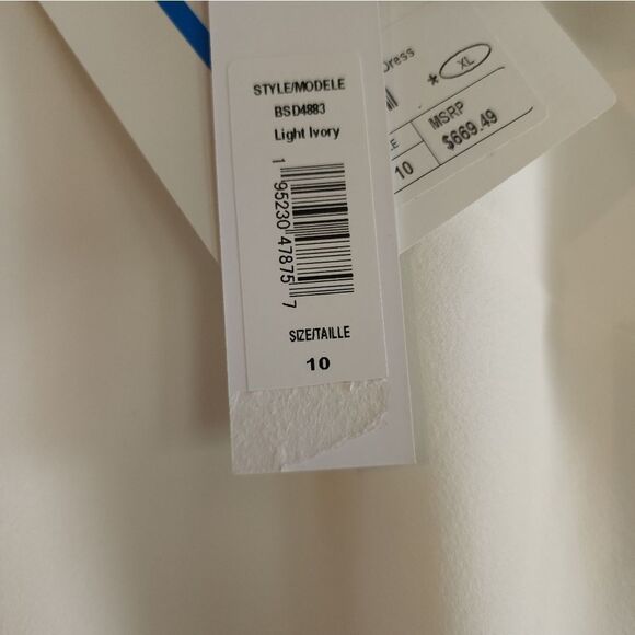 NWT Bagdley Mischka Flutter Sleeve Pencil Dress - Light Ivory - Picture 7 of 8